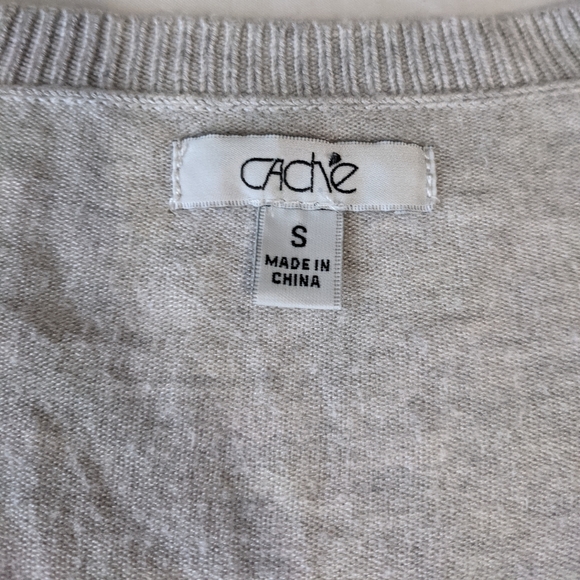 Cache Light Gray Sweater Top Small Ribbed Hemline - Picture 8 of 9